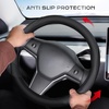 image:imageCoverado Car Steering Wheel Cover Nappa Leather Black Steering Wheel Covers for Women Universal 1415 inch AntiSlip Breathable Steering Wheel ProtectorBBlackBlack
