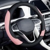 image:imageCoverado Car Steering Wheel Cover Nappa Leather Black Steering Wheel Covers for Women Universal 1415 inch AntiSlip Breathable Steering Wheel ProtectorBBlackPink