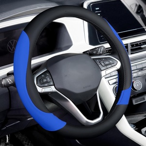image:imageCoverado Car Steering Wheel Cover Nappa Leather Black Steering Wheel Covers for Women Universal 1415 inch AntiSlip Breathable Steering Wheel ProtectorBBlackBlue