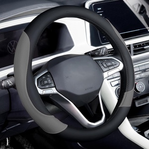 image:imageCoverado Car Steering Wheel Cover Nappa Leather Black Steering Wheel Covers for Women Universal 1415 inch AntiSlip Breathable Steering Wheel ProtectorBBlackGray