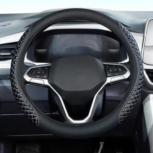 image:imageCoverado Car Steering Wheel Cover Nappa Leather Black Steering Wheel Covers for Women Universal 1415 inch AntiSlip Breathable Steering Wheel ProtectorCGreyline
