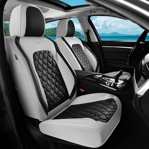 image:imageCoverado Universal Car Seat Covers Full Set Luxury StainResistant Waterproof Faux Leather Front amp Rear Seat Protectors Elegant EasyClean Automotive Interior  WhiteBlackWhiteBlack