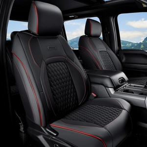 image:imageCoverado Custom Fit Seat Covers Full Set for Chevy SilveradoGMC Sierra 20072013amp20192025 1500 20202025 2500HD 3500HD CrewDoubleExtended Cab  Faux Waterproof Leather BlackRed Line