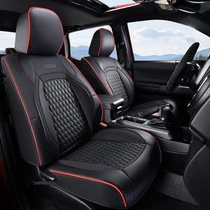 image:imageCoverado Tacoma Front Seat Covers Faux Leather Custom Fit for 20052015 Toyota Tacoma DoubleCrew Cab Base PreRunner SR5 Limited TRD Sport Front Seat Protection Red LineRed Line