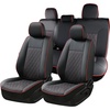 image:imageCoverado Tacoma Seat Covers Full Set Faux Leather Seat Covers Custom Fit for 20162023 Toyota Tacoma DoubleCrew Cab Base Prerunner SR5 Limited TRD Sport Interior Covers White LineRed