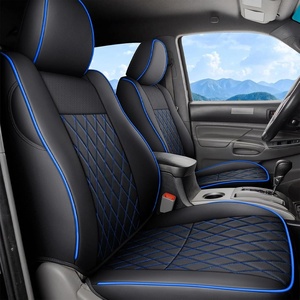 image:imageCoverado Tacoma Seat Covers Full Set Faux Leather Seat Covers Custom Fit for 20162023 Toyota Tacoma DoubleCrew Cab Base Prerunner SR5 Limited TRD Sport Interior Covers White LineBlue