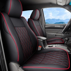 image:imageCoverado Tacoma Seat Covers Full Set Faux Leather Seat Covers Custom Fit for 20162023 Toyota Tacoma DoubleCrew Cab Base Prerunner SR5 Limited TRD Sport Interior Covers White LineRed