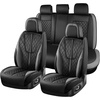 image:imageCoverado Leather Car Seat Covers Full Set Luxury DiamondPattern Black Leather Seat Covers amp Carbon Fiber Waterproof Car Seat Protector 5 Seats Automotive Seat Covers Universal Fit for Most CarsBlackGray