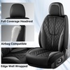 image:imageCoverado Leather Car Seat Covers Full Set Luxury DiamondPattern Black Leather Seat Covers amp Carbon Fiber Waterproof Car Seat Protector 5 Seats Automotive Seat Covers Universal Fit for Most CarsBlackGray
