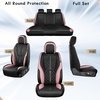 image:imageCoverado Leather Car Seat Covers Full Set Luxury DiamondPattern Black Leather Seat Covers amp Carbon Fiber Waterproof Car Seat Protector 5 Seats Automotive Seat Covers Universal Fit for Most CarsBlackPink