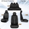 image:imageCoverado Leather Car Seat Covers Full Set Luxury DiamondPattern Black Leather Seat Covers amp Carbon Fiber Waterproof Car Seat Protector 5 Seats Automotive Seat Covers Universal Fit for Most CarsBlack