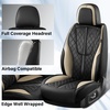 image:imageCoverado Leather Car Seat Covers Full Set Luxury DiamondPattern Black Leather Seat Covers amp Carbon Fiber Waterproof Car Seat Protector 5 Seats Automotive Seat Covers Universal Fit for Most CarsBlackBeige