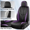 image:imageCoverado Leather Car Seat Covers Full Set Luxury DiamondPattern Black Leather Seat Covers amp Carbon Fiber Waterproof Car Seat Protector 5 Seats Automotive Seat Covers Universal Fit for Most CarsBlackPurple