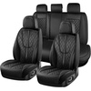 image:imageCoverado Leather Car Seat Covers Full Set Luxury DiamondPattern Black Leather Seat Covers amp Carbon Fiber Waterproof Car Seat Protector 5 Seats Automotive Seat Covers Universal Fit for Most CarsBlack