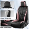 image:imageCoverado Leather Car Seat Covers Full Set Luxury DiamondPattern Black Leather Seat Covers amp Carbon Fiber Waterproof Car Seat Protector 5 Seats Automotive Seat Covers Universal Fit for Most CarsBlackPink