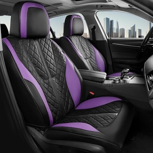 image:imageCoverado Leather Car Seat Covers Full Set Luxury DiamondPattern Black Leather Seat Covers amp Carbon Fiber Waterproof Car Seat Protector 5 Seats Automotive Seat Covers Universal Fit for Most CarsBlackPurple
