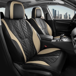 image:imageCoverado Leather Car Seat Covers Full Set Luxury DiamondPattern Black Leather Seat Covers amp Carbon Fiber Waterproof Car Seat Protector 5 Seats Automotive Seat Covers Universal Fit for Most CarsBlackBeige